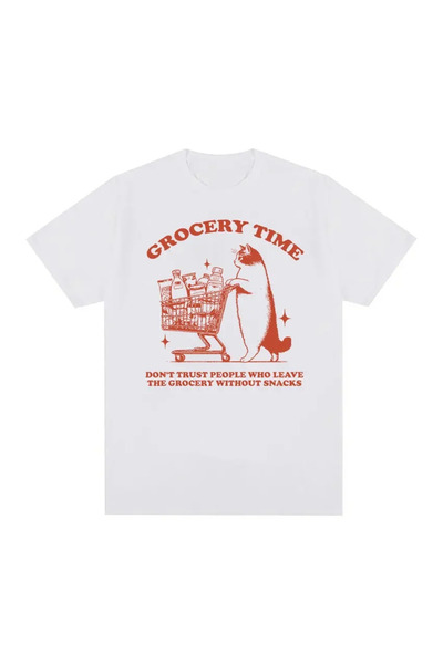 Tarzsokak Λευκή χαριτωμένη γάτα Ώρα για το παντοπωλείο Αστεία μιμίδια Καλοκαι...