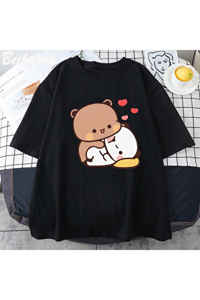 Tarzsokak Siyah Panda Ayı Bubu Dudu Çift Üstleri Seni Seviyorum Sevimli Baskı...