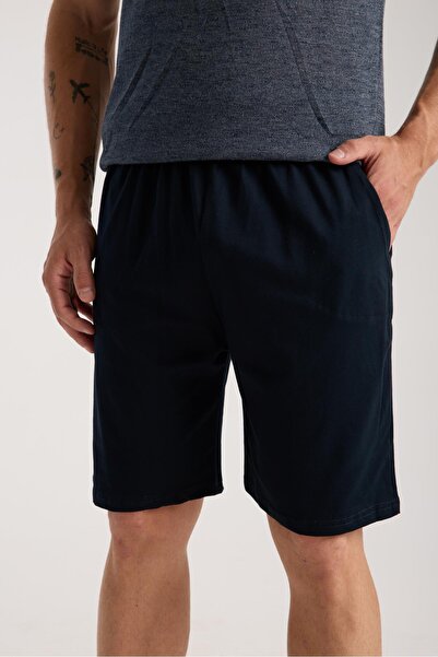 Akbeniz Ανδρικό σετ πιτζάμες με κοντομάνικο σορτς Navy Blue Crew Neck