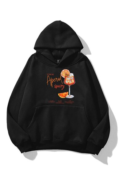 Trendiz Kadın Aperol Spiritz Sweatshirt Siyah