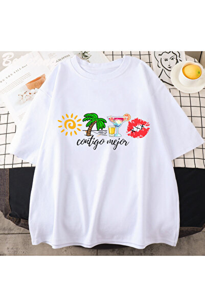 Tarzsokak Λευκό μπλουζάκι Bad Bunny Funny Print Harajuku Ullzang Χαριτωμένο α...