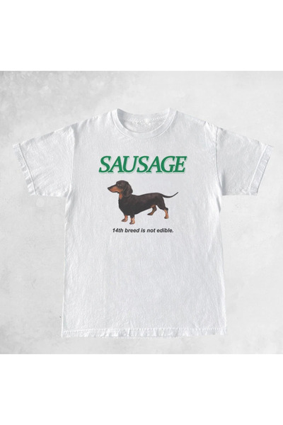 Tarzsokak Бяла кавайска блуза с принт на куче-колбас от корейската улична мод...