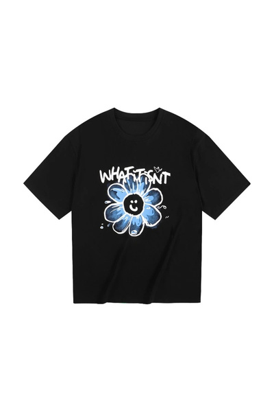 Tarzsokak Marca coreeană neagră Pure Elegant Print cu gât rotund G