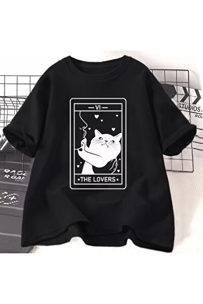 Tarzsokak Черно таро Любители на котки Луд по котки Графични тениски Хараджуку