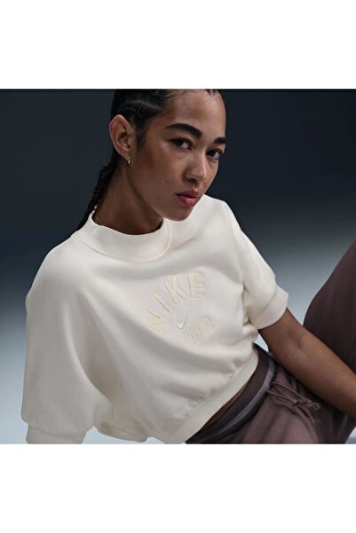 Nike Συλλογή SS Fleece Crew Γυναικείο βαμβακερό φαρδύ μπλουζάκι hj0224
