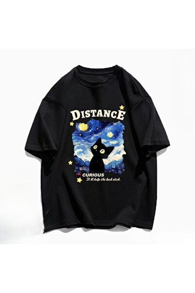 Tarzsokak Pictură în ulei cu cer înstelat negru și pisici, imprimeuri drăguțe...