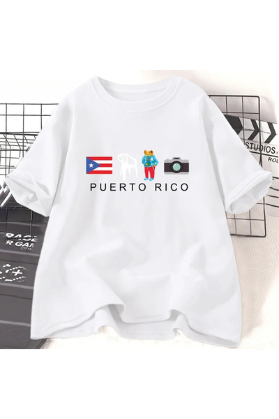 Tarzsokak Tricou alb Porto Rico DTMF Bad Bunny pentru băieți Harajku Frog St