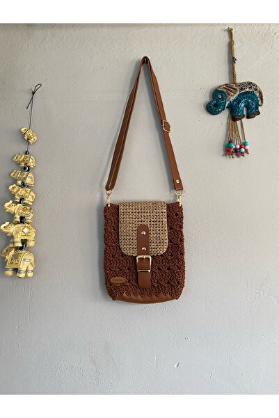 Sibel el örgüsü parlak kapaklı telefon çantası