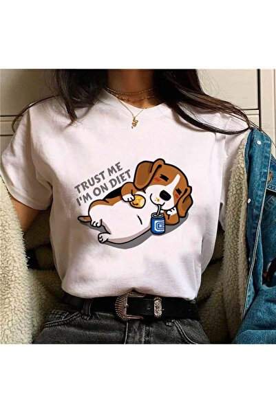 Tarzsokak Top alb Beagle, îmbrăcăminte de designer streetwear, imprimeu cu gâ...
