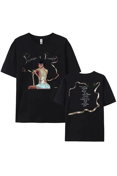 Tarzsokak تي شيرت مارينا برينسيس أوف باور أسود مطبوع عليه صيفي ناعم للجنسين