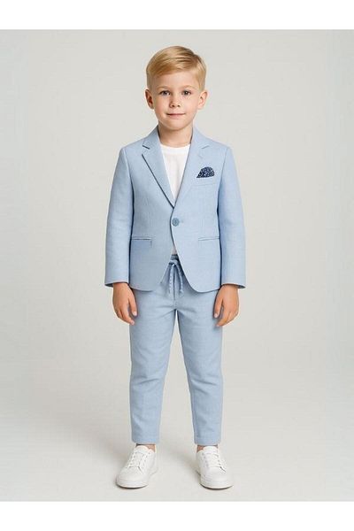 Zekids Boy's Linen Jacket Tshirt Pants 3-Piece Suit