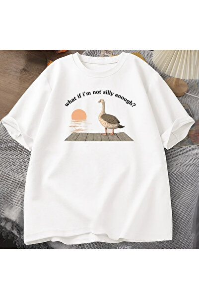 Tarzsokak Бяла забавна гъска патица тениска Тенденция Тениска с принт Винтидж