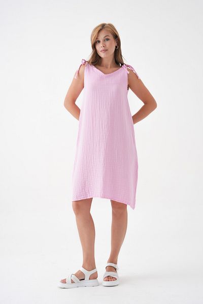 Butik 100% Cotton Muslin Fabric Rope Strap Dress Mg-20251