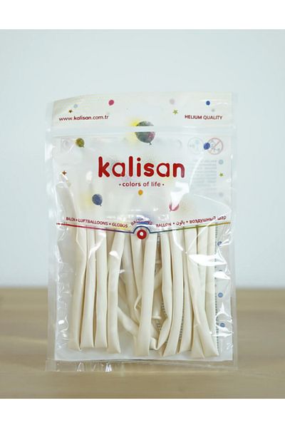 Çemrek Süs Parti White Sausage Balloon Kalisan Sausage Balloon Solid Color 100 Pcs