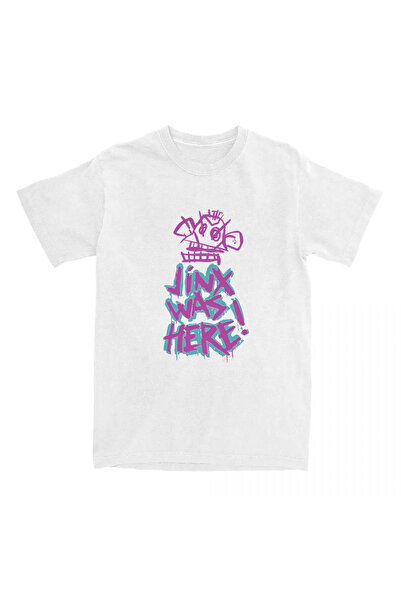 Tarzsokak Tricou din bumbac cu mânecă scurtă, unisex, alb, cu design Jinx Arc...