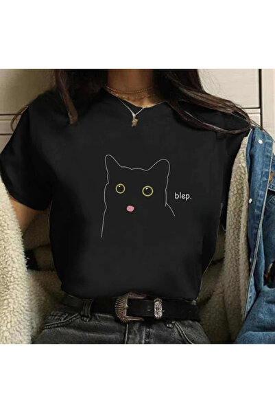 Tarzsokak Imprimeu cu pisici negre pentru pisici frumoase, stil harajuku