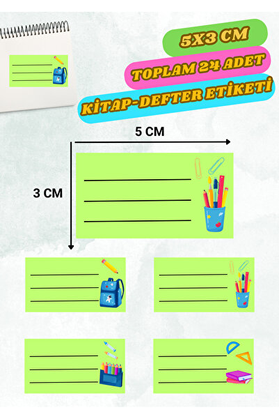 anka design Boş İsimsiz Okul Etiketi Defter Kitap Kalem Sticker (5x3 cm ) 24 ...