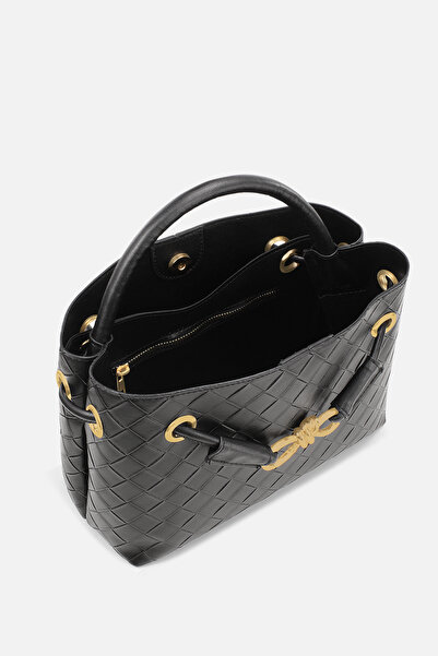 Housebags Siyah Örgü Dokuma Uzun Askılı Metal Aksesuarlı Günlük Çanta 281