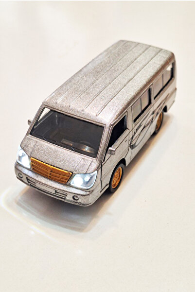 farddad Pull and Drop Minibus Toy | Metal Sprinter Bus | With Sound and Light - Front Doors Can Be Opened | Silver