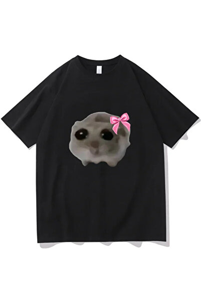 Tarzsokak Tricou unisex negru, pur și simplu, cu hamsteri trist.