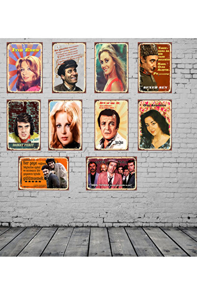 TAKIFİX Yeşilçam Klasikleri Temalı Serisi 10 Adet Her Biri 20 x 30 CM Duvar T...