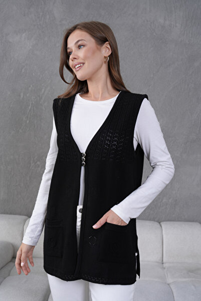 Lamierra Knitwear Openwork Mercerized Vest