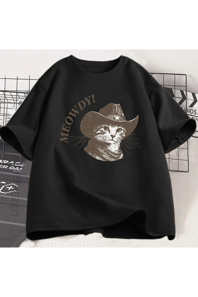 Tarzsokak Crni Meowdy Kauboj mačka Vintage Kauboj mačka 90-ih Smešna Slatka M...