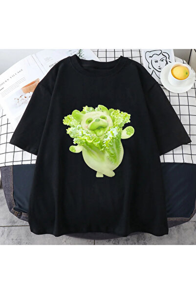Tarzsokak Black Vegetable Fairy Greens Pug Streets Harajuku Kawaii Bluză Tric...