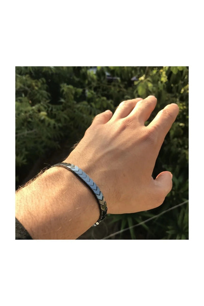 Store Hematit Görünümlü Ok Çavuş Bileklik Unisex