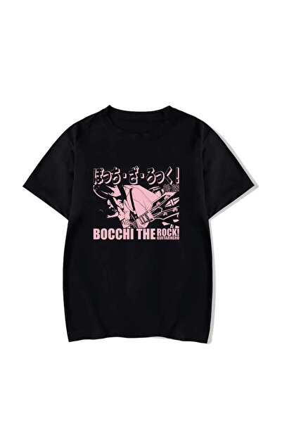 Black Classic Custom Print Bocchi The Rock Goto Ichimonji Manga Anime Hip-Hop Patterned Tee