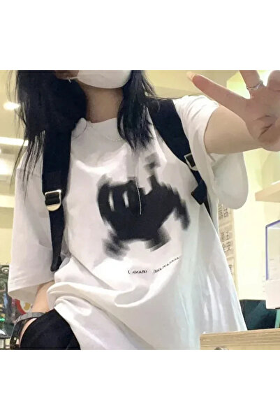 Tarzsokak ملابس الشارع الأساسية ذات الطباعة الجمالية البيضاء Y2k Harajuku Got...