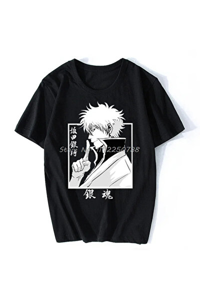 Tarzsokak Μαύρο Gintama Sakata Gintoki Cool Summer Casual Anime Hip Hop Tshir...