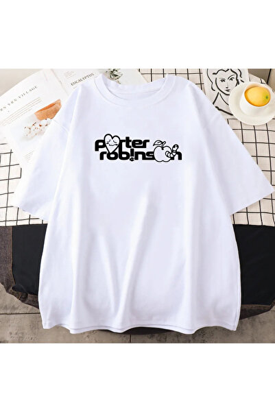 Tarzsokak تي شيرت أبيض كرتوني بورتر روبنسون يبتسم للعالم
