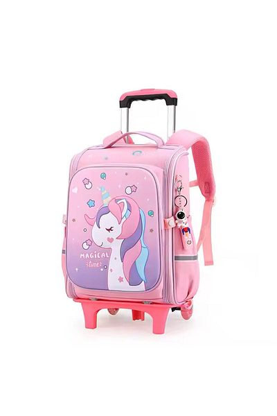 esabela Trolley Bag for Kids, Lightweight Water-proof, Trolley Bag Light Pink Unicorn