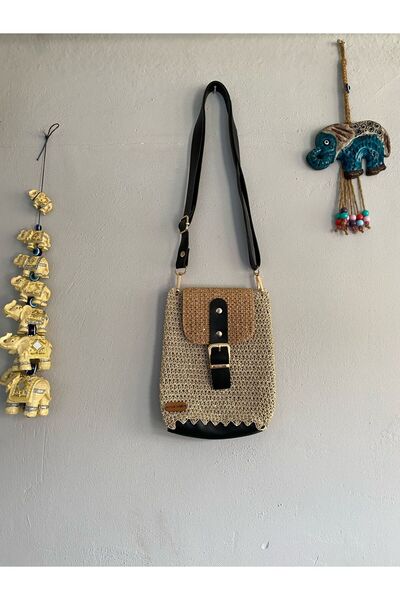 Sibel el örgüsü parlak kapaklı telefon çantası