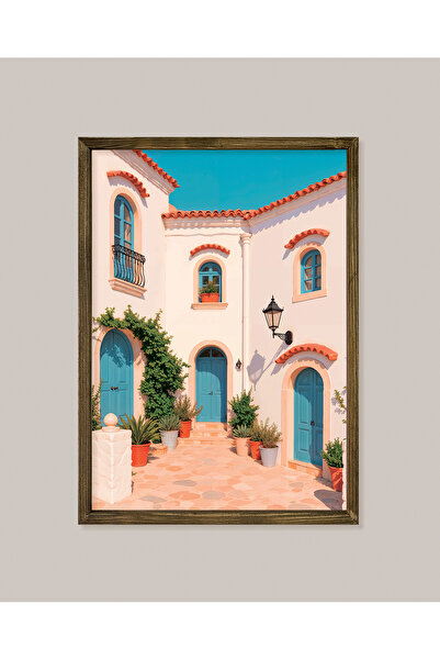 Vetro Design Poster înrămat cu uși albastre de case albe