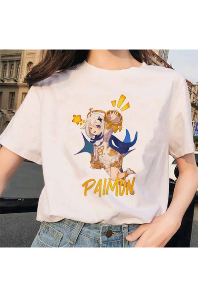 Tarzsokak Desen animat cu personajele albe Paimon, Genshin Impact, Venti, Xia...