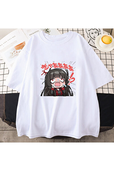 Tarzsokak تي شيرت أبيض أزرق Archive Tsurugi lu مطبوع عليه رسوم متحركة صيفية ب...