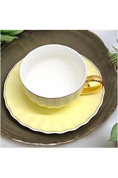 JOVY Porcelain cup and saucer set, LONDON, 200 ml yellow