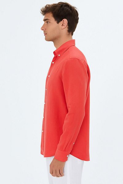 Whitefin Men's Linen Shirt Pomegranate Flower