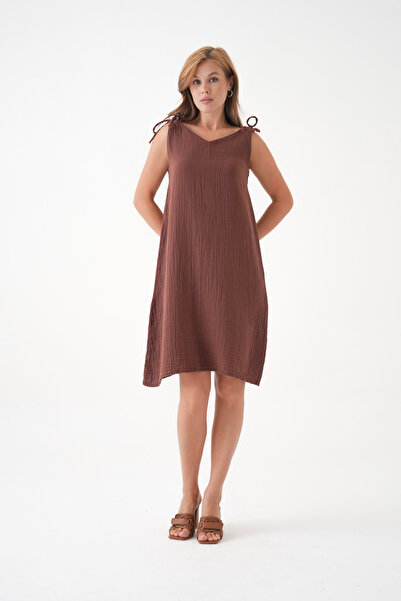 Butik Φόρεμα με λουράκι από ύφασμα μουσελίνας από 100% βαμβάκι MG-20251