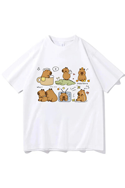 Tarzsokak Beyaz Capybara En Tees Punk Klasik Pop Kültürü Hip Hop Grafik Estet...
