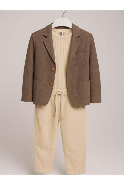 Zekids Boys' Herringbone Jacket T-Shirt Pants 3-Piece Suit