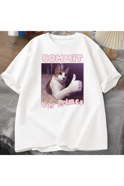 Tarzsokak White War Crimes Funny Cat Meme Graphic Tees Tops Haine Tricou Meme...