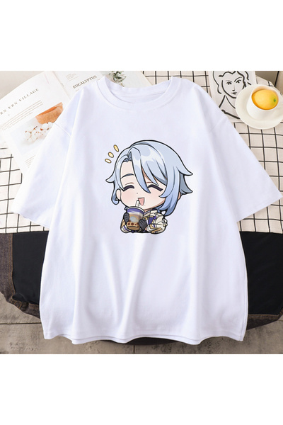 Tarzsokak Desen animat alb Genshin Impact T Kamisato Ayato Game Kawaii Milk T...