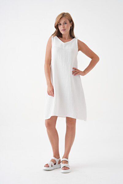 Butik Φόρεμα με λουράκι από ύφασμα μουσελίνας από 100% βαμβάκι MG-20251
