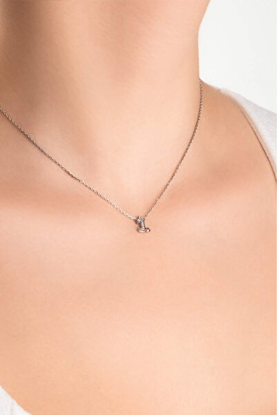 So CHIC... J Harfi 18 Ayar Beyaz Altın Kaplama 45 Cm Gümüş Nazar Kolye