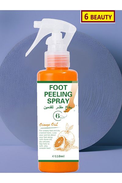 6Beauty Orange Oil Foot Scrub Spray Foot Scrub for Sweaty Feet, Dry, Cracked and Callused Heels 110ml