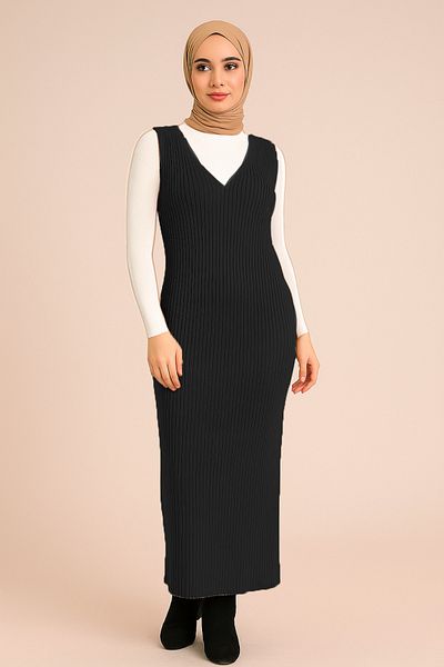 Sonbaharmoda Top Sweater Striped Bottom Dress Knitwear Set – Two Pieces – Modern & Comfortable