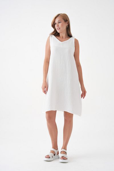 Butik 100% Cotton Muslin Fabric Rope Strap Dress Mg-20251